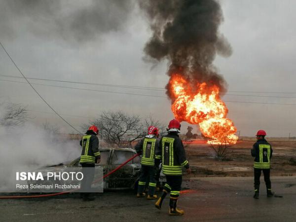 مهار آتش سوزی در خط لوله تزریق گاز شرکت نفت مارون